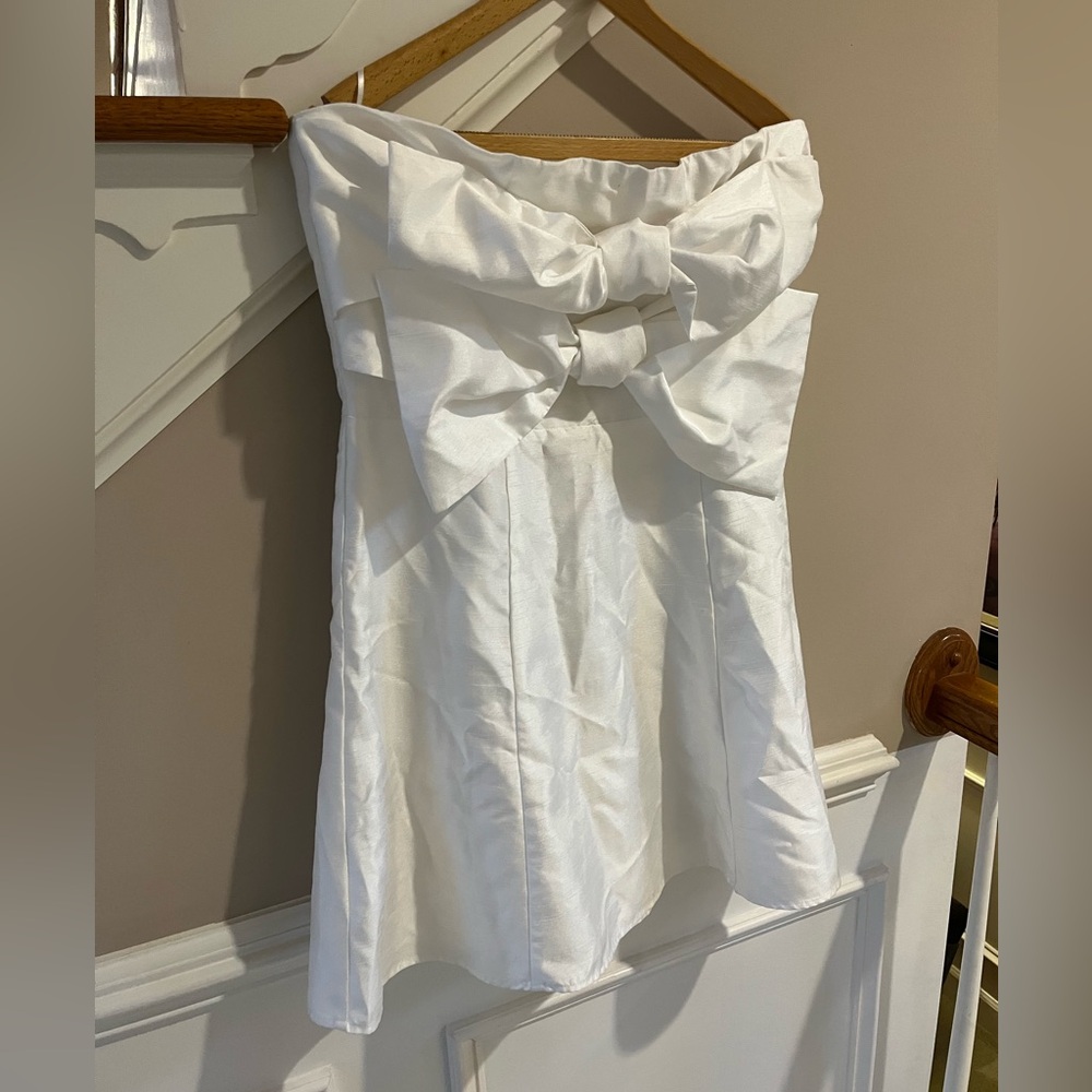 Anthropologie White Strapless Dress with Bow Detail - Picture 6 of 13